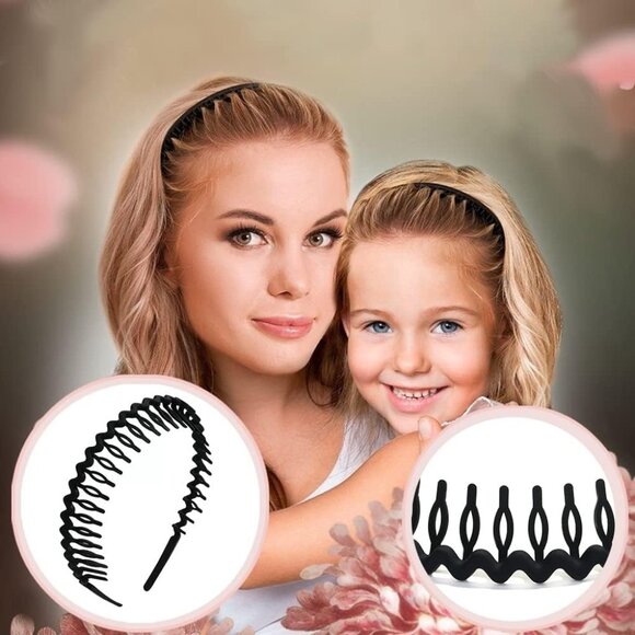 Durable 8 PCS No Slip Plastic Headbands for Women, Men, and Teens - Matte Black - Picture 6 of 7